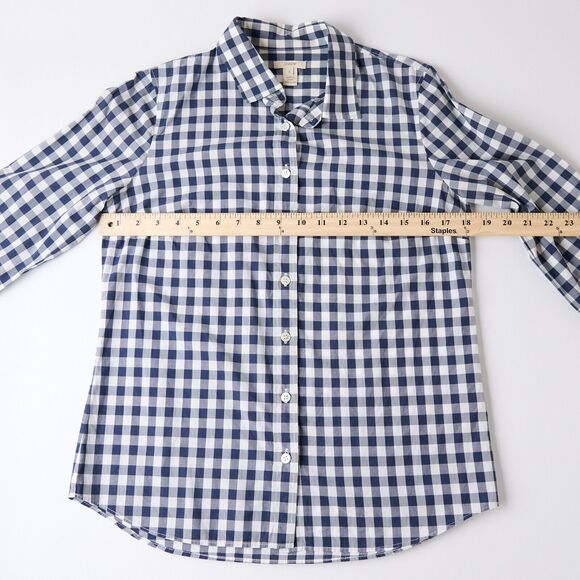 J.Crew Gingham Button-Up Shirt Womens 4 Academia Preppy Coastal Cotton Timeless - Picture 3 of 9